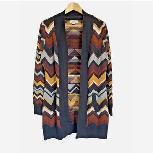 MISSONI Chevron Zig Zag Duster Cardigan Sweater M Brown